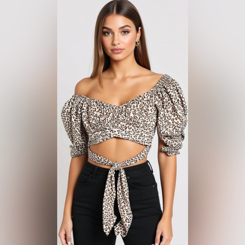 Skylar + Madison Print Tie front Crop Top